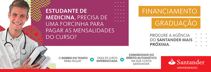 Banner de divulgao do Santander Universidades - Financiamento para Graduao em Medicina