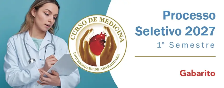 Banner de divulgação do Gabarito do Processo Seletivo Medicina Primeiro Semestre 2027